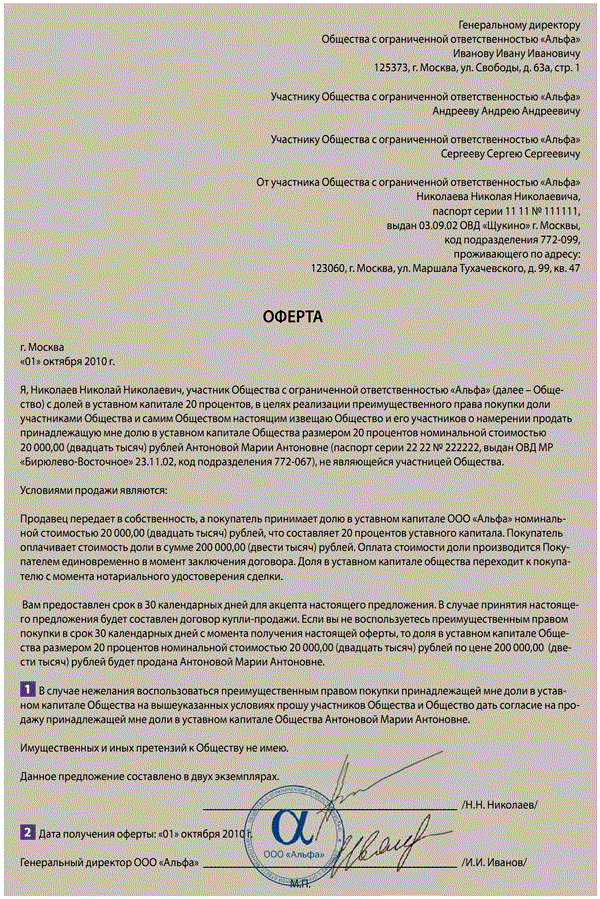 Продажа доли, принадлежащей обществу, другим участникам